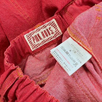 【美品】ピンクハウス★ラビット刺しゅう　デニムスカート サイズ3(M) 赤系 ウサギの刺しゅうがキュート！ z10965