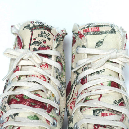 ピンクハウス×コンバース★CONVERSEコラボ サロンドフレーズ ハイカットスニーカー サイズ2(S) 生成り色系＊k3517