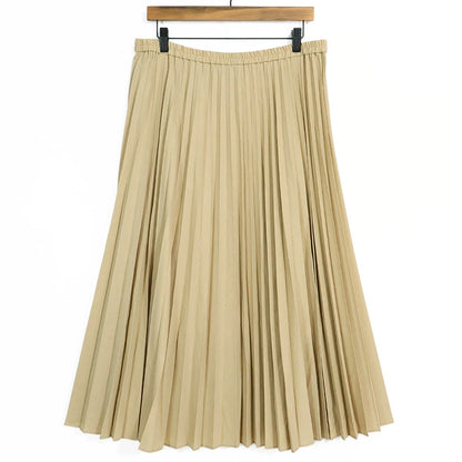 【新品タグ付】UNIQLO★アコーディオンプリーツロングスカート♪裏地付き 大きいサイズXXL ベージュ系 z22884