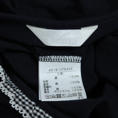 【美品】ピンクハウス★ギンガムチェック柄が可愛い♪ 半袖カットソー カットワーク刺しゅうデザイン サイズ3(M) 黒系 z19976