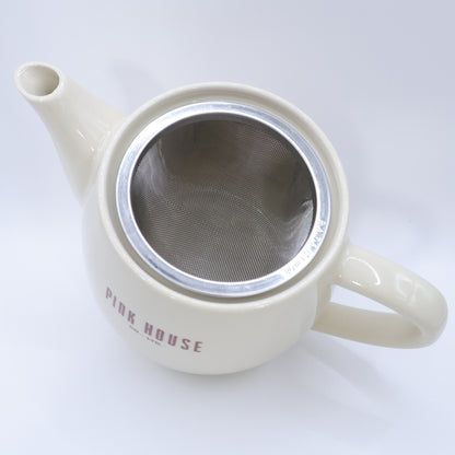 ピンクハウス★ロゴ入りティーポット チェック柄  急須 食器  ティーポット  茶こし付 アイボリー系 so406