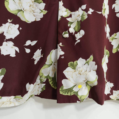 【美品】インゲボルグ★花柄pt♪ふんわり長袖ワンピース 赤茶系 大きなリボンも♪薄手 z21477