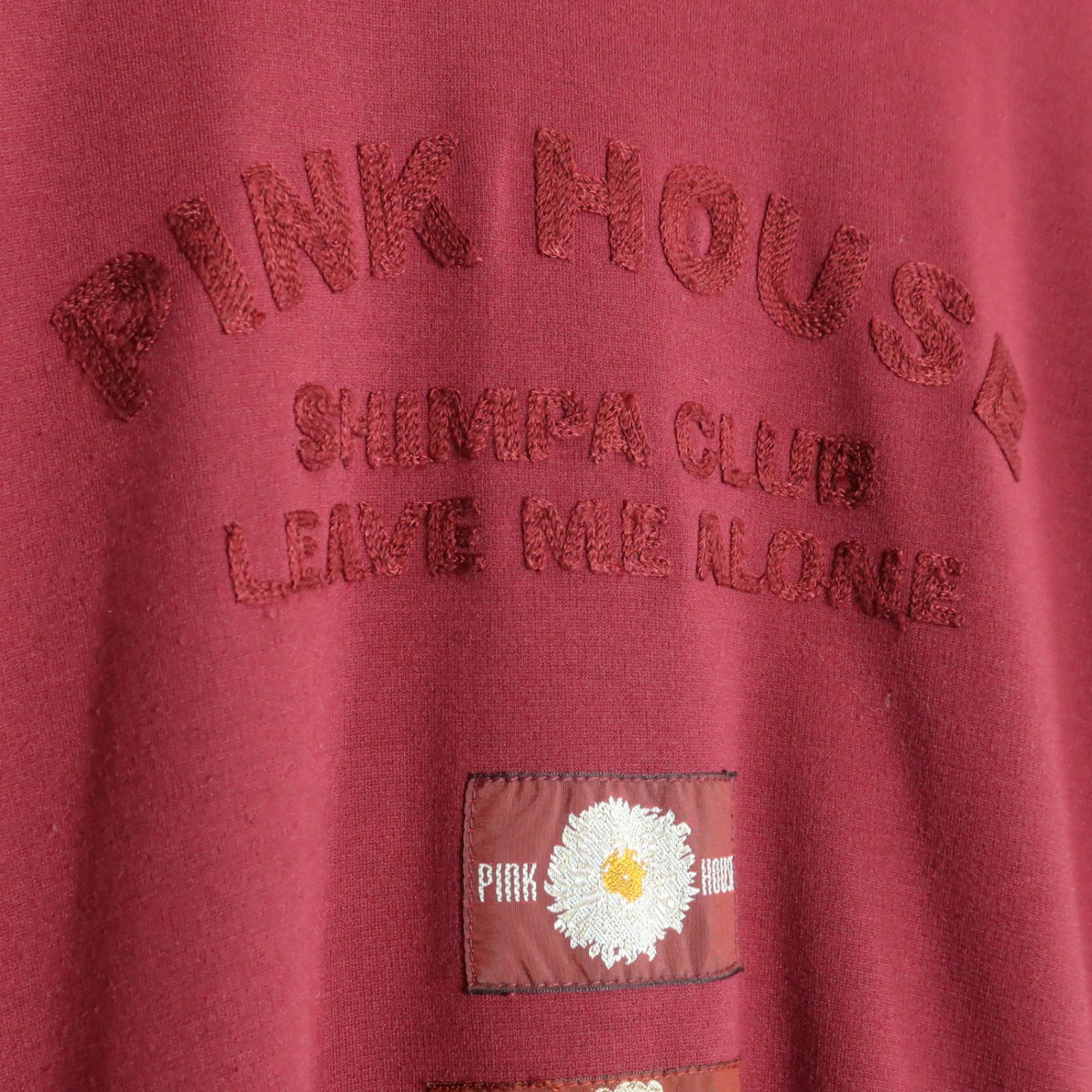 ピンクハウス★さがら刺繍♪カットソーワンピース フーディ ボルドー系 無地 薄手 z18326