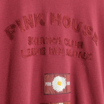 ピンクハウス★さがら刺繍♪カットソーワンピース フーディ ボルドー系 無地 薄手 z18326