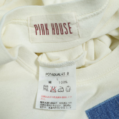 ピンクハウス★デニム地のPロゴワッペンが可愛い♪ 半袖カットソー・Tシャツ サイズL アイボリー系 z2204
