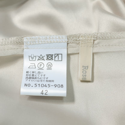 【美品】ローズティアラ★華やか♪ドットチュールレースのギャザースカート 大きいサイズ42 ベージュ系 薄手 z22732