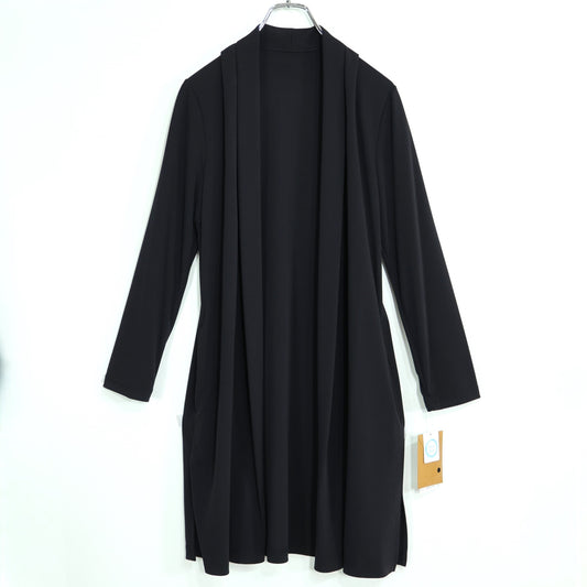 【美品】レリアン♪シルエットが綺麗なショールカラー ロングカーディガン♪サイズ9号 黒系 z22718