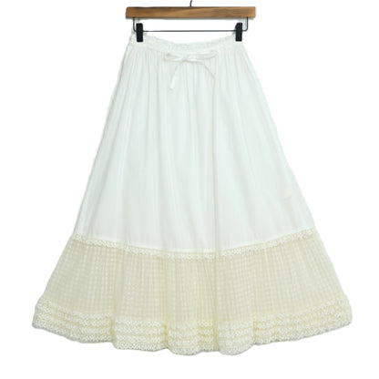【極美品】ピンクハウス★小花チュール使い♪ローンギャザースカート 白系 裾段々フリル♪薄手 z22703