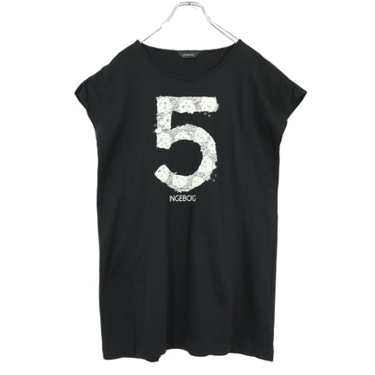【極美品！】ピンクハウス★ガーリーTシャツ フレンチ袖 レースpt スパンコール ロゴpt 黒系 z22292