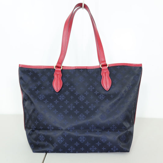 【美品】ラシットrusset★Lilyシリーズ 大人可愛い トートバッグ モノグラム A4収納可 ネイビー×ピンク ＊ba183