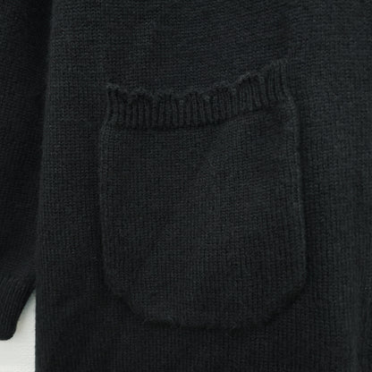 【新品タグ付】ピンクハウス★ロゴ刺繍&ゴールドボタン♪フード付きロングニットカーディガン 黒系 前開き z23520