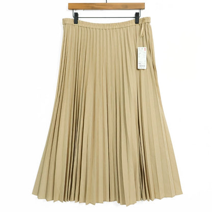 【新品タグ付】UNIQLO★アコーディオンプリーツロングスカート♪裏地付き 大きいサイズXXL ベージュ系 z22884