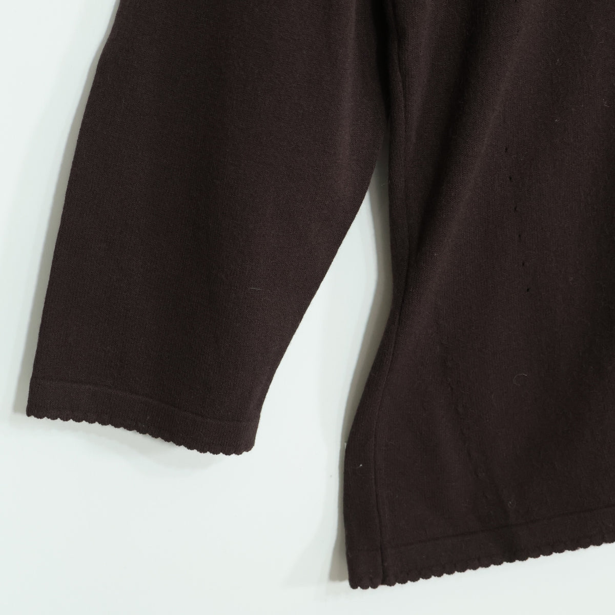 マックスマーラ Max Mara★スカラップの縁取り♪長袖カットソー 大きいサイズL ブラウン系 z22602