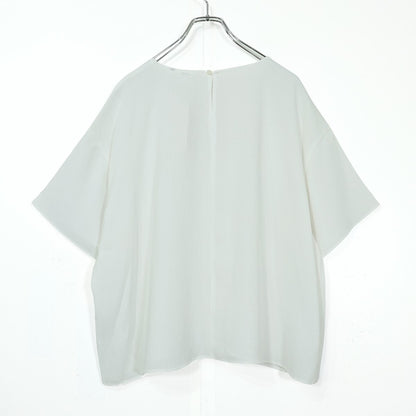 【タグ付き美品！】ユニクロ★さらさら涼し気♪ ブラウスTシャツ 半袖 大きいサイズ3XL 白系 z22261