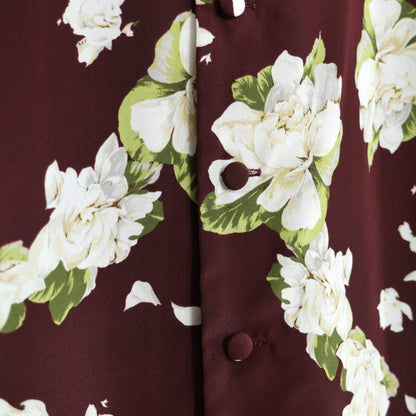 【美品】インゲボルグ★花柄pt♪ふんわり長袖ワンピース 赤茶系 大きなリボンも♪薄手 z21477