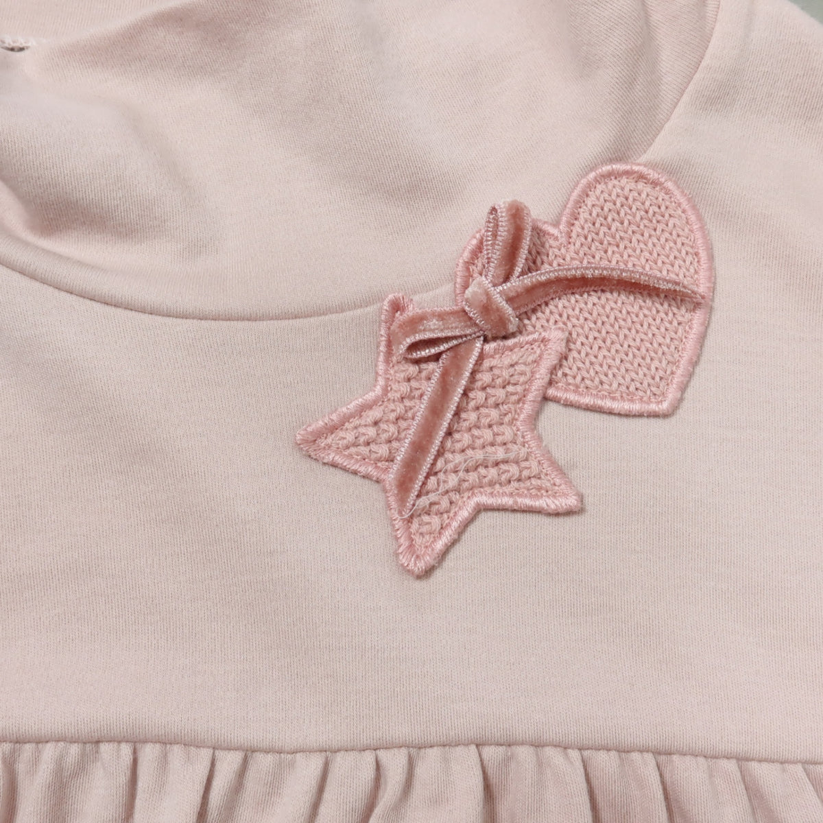 ピンクハウス★ふりふり♪ミニワンピース ハイネックギャザー 段々フリル風 袖レース ピンク系 z19901