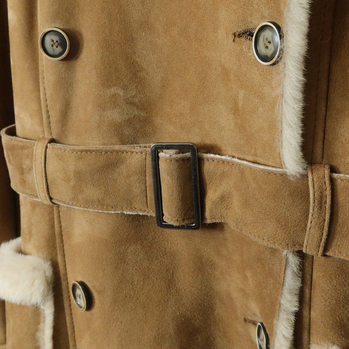 【美品】バルマン BALMAIN★上質！ムートンコート 本革 サイズ9 キャメル系 リアルファー ＊z11217