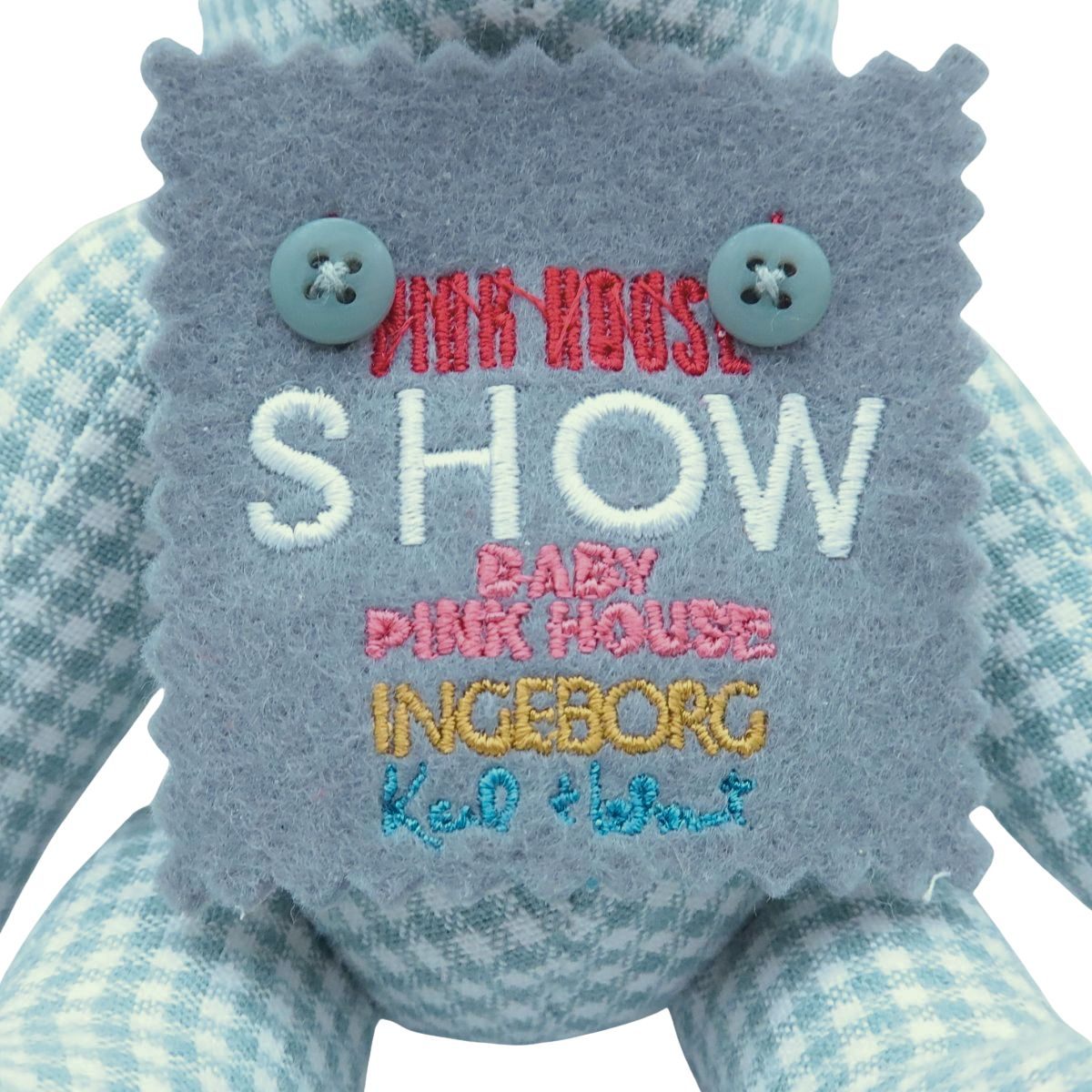【レア】ピンクハウス★SHOWゼッケン テディベアぬいぐるみマスコット ギンガムチェック ブルーグリーン系 ＊so172