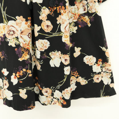 インゲボルグ★胸元レース使い♪花柄シフォンワンピース サイズ9 黒系 薄手 z23318