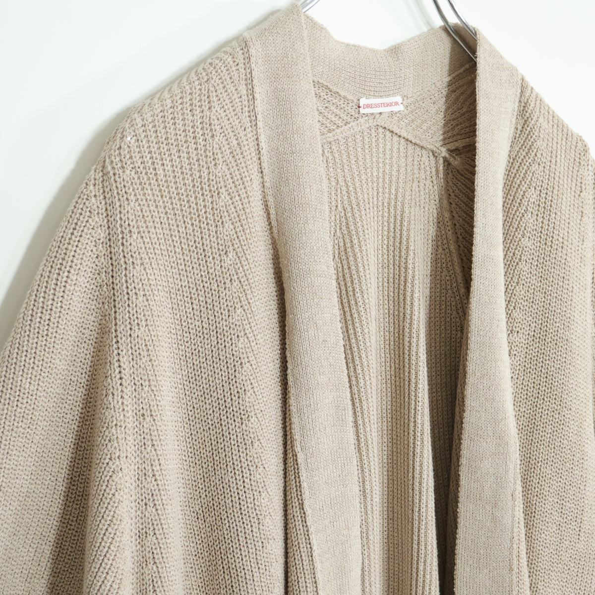 DRESSTERIOR★シルク混！半袖ロングカーディガン ニット サイズ38 ベージュ系 z22722