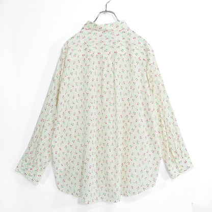 【美品】ユニクロ×イネス★長袖シャツ 花柄 大きいサイズ3XL オフ白系 薄手 z22874