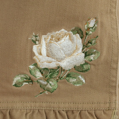 ピンクハウス★バラの刺繍×レースのフリルが素敵♪ラップ カントリー調 ミニスカート ブラウン系 z19926