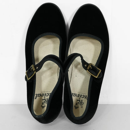 ORCIVAL オーシバル★ベロア♪フラットシューズ 23.5cm 黒系 ワンストラップ ラバーソール sh237