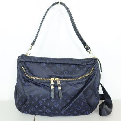 【美品】russet ラシット★大人可愛い！ 大きめポケット 2WAYバッグ  斜め掛けOK  ネイビー系　＊ba187