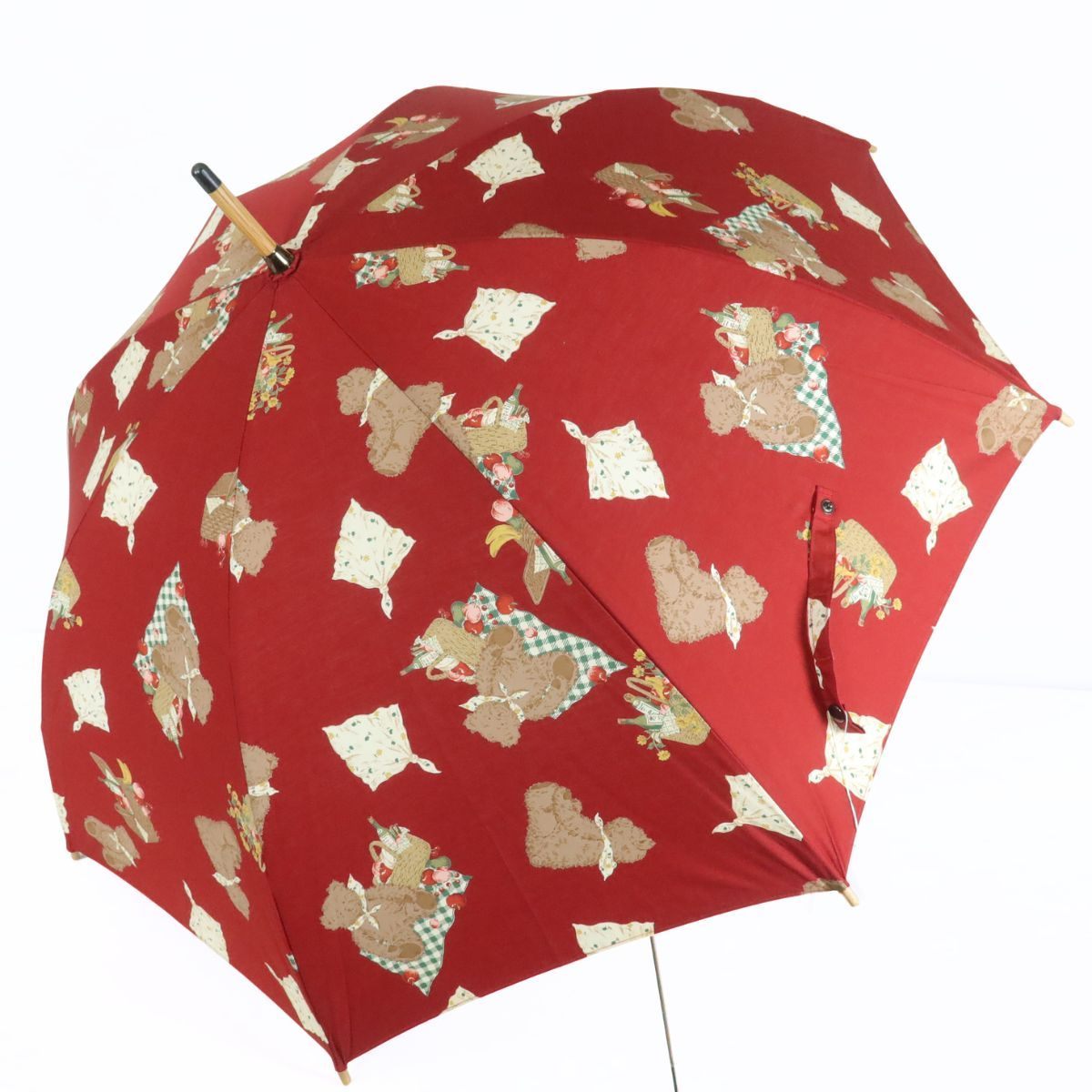 【新品タグ付】ピンクハウス★可愛い！くまさんピクニック テディベア 長傘60㎝ 赤系 ＊so135