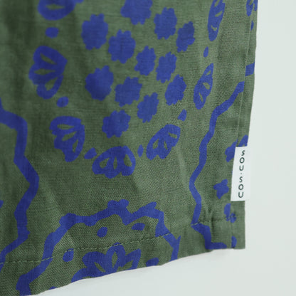 【美品】ソウソウ SOUSOU★麻 はつき カーディガン はおりもの グリーン系 総柄 z22475