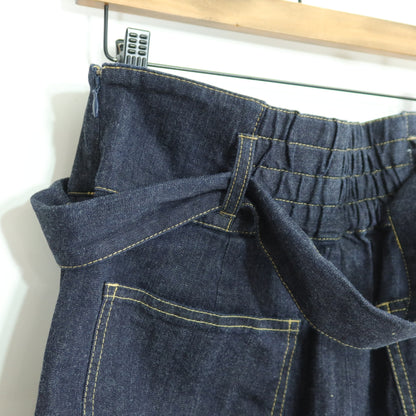 【美品・紙タグ付】ピンクハウス★ラップ風♪綺麗なインディゴブルー♪ワイドデニム 大きいサイズ4(L) 紺系 z19637