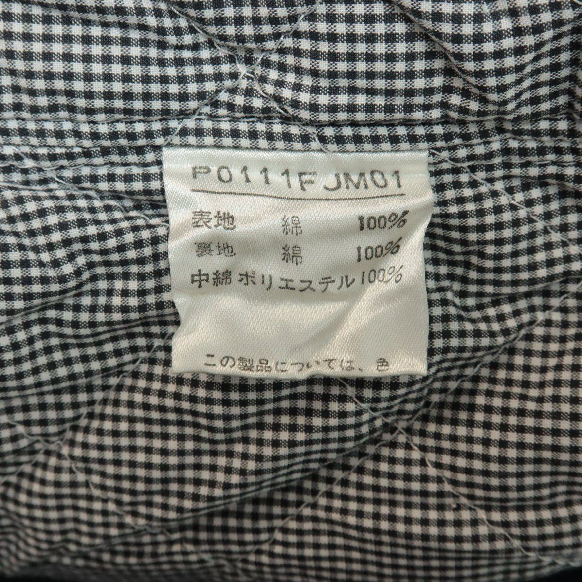 【美品】ピンクハウス★ジップアップブルゾン 黒系 ゼッケン付き！中綿入りキルティング♪フード付き♪ギンガムチェック♪ローズ柄 z10649s