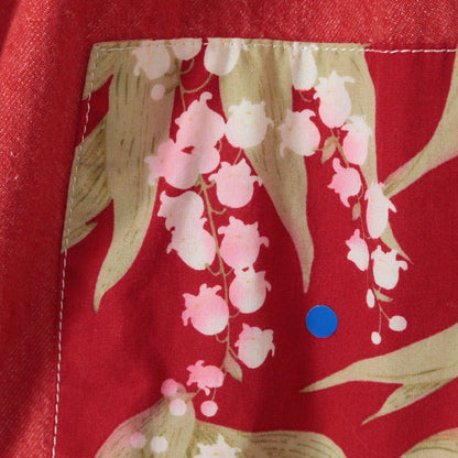 ピンクハウス★パッチワークスカート デニム素材♪赤系 ギャザーたっぷり♪コットン100！ヴィンテージ！z10655 s