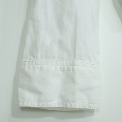 インゲボルグ★涼しげ♪ジャケット風の長袖ブラウス サイズＳ 白系 前開き カメリアボタン♪綿麻 無地 z21795