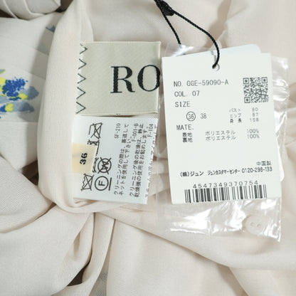 【新品タグ付】ロペ★プリーツワンピース ノースリーブ サイズ36 ベージュ系 花柄 薄手 z22594