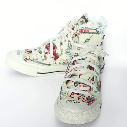 ピンクハウス×コンバース★CONVERSEコラボ サロンドフレーズ ハイカットスニーカー サイズ2(S) 生成り色系＊k3517