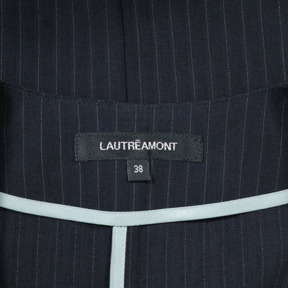 LAUTREAMONT ロートレアモン★上品な雰囲気♪ ピンストライプ ノーカラージャケット オフィスに◎ サイズ38 黒系 z22447