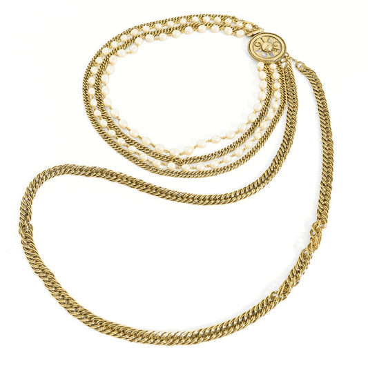 インゲボルグ★豪華ネックレス 喜平チェーン ロングネックレス ベルト ロゴ刻印 ゴールド系 so455