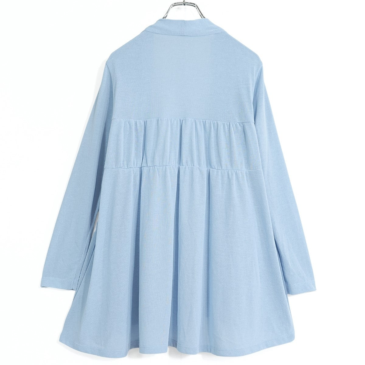 【美品】Bon Sens ボンサンス★トップス二点セット カーディガン&カットソー  大きいサイズ44 水色系 無地 薄手 z22386