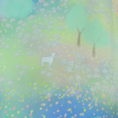 【美品】フランシュリッペ★ロマンティック♪ワンピース サイズM 虹色系 替え襟付き♪花と森プリント♪z15803