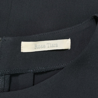 【美品】ローズティアラ★フレアスリーブが可愛い♪半袖カットソー 大きいサイズ42 黒系 z22751