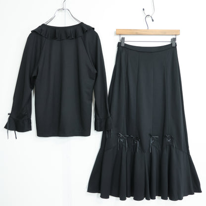 ピンクハウス★三点セット♪ジャケット&ノースリーブ&スカート 大きいサイズL 黒系  薄手 z22271