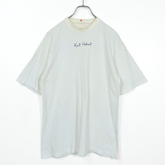 カールヘルム★上質な印象♪ ロゴプリント半袖カットソー・Tシャツ 白系 z22531