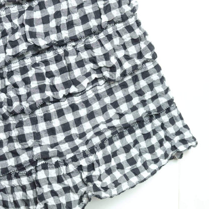 【極美品】カネコイサオ★可愛い！総段々フリル♪マキシ丈フレアスカート 黒系 キュートなギンガムチェック♪薄手＊ z16367