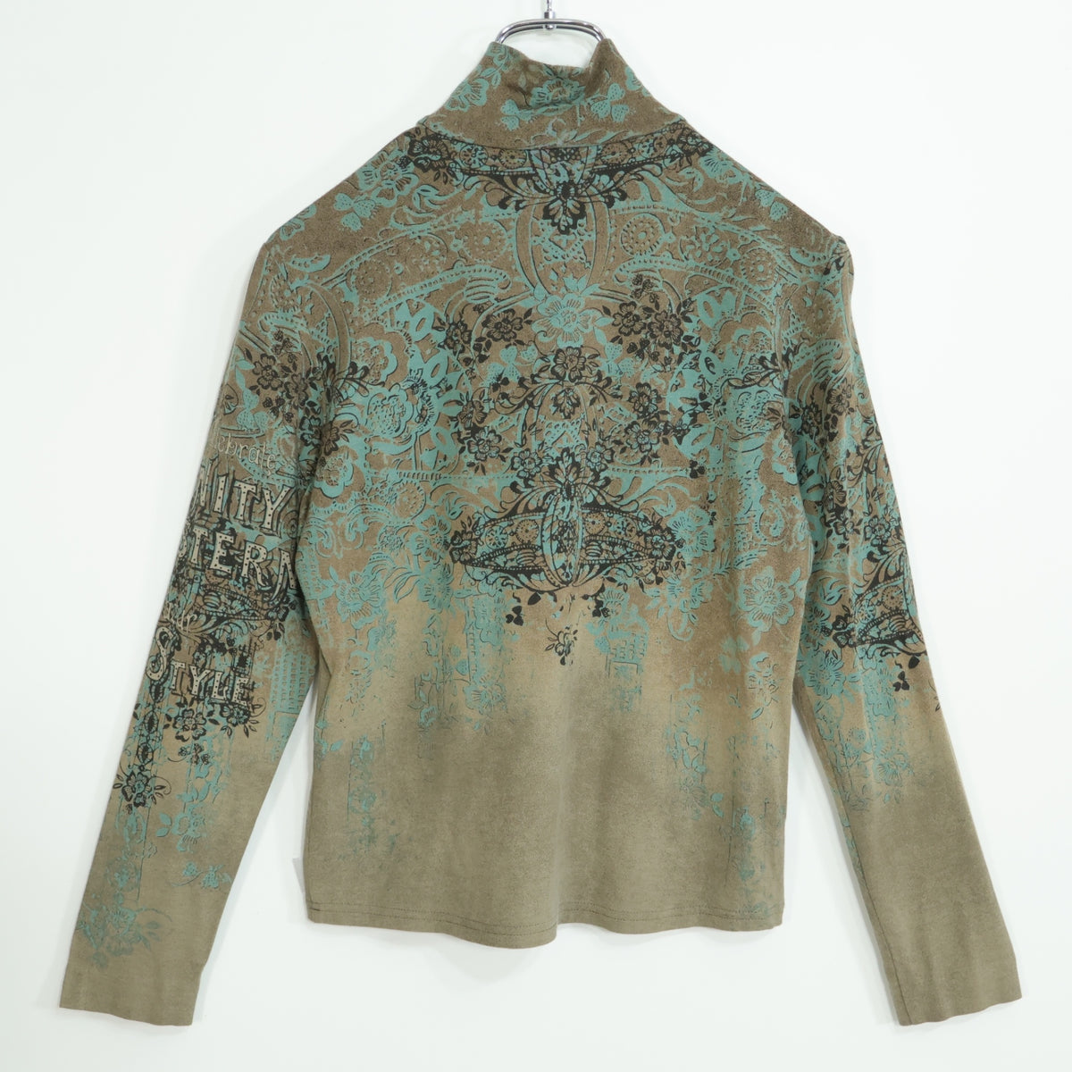 Ville dazur ビルダジュール (株)ワールド★ヴィンテージ風♪長袖ハイネックカットソー サイズ40 カーキブラウン系  z22469