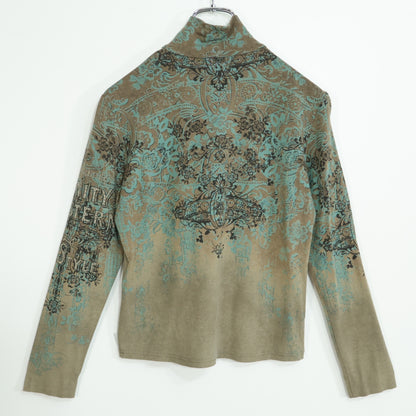 Ville dazur ビルダジュール (株)ワールド★ヴィンテージ風♪長袖ハイネックカットソー サイズ40 カーキブラウン系  z22469