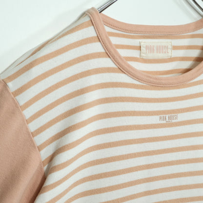 ピンクハウス★ゆったり半袖カットソー Tシャツ 大きいサイズL ピンク系 ボーダー&無地♪z22626