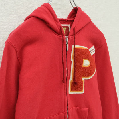 ピンクハウス★ジップアップパーカー スウェット サイズM 赤系 サガラ刺繍ロゴ♪無地 z23192