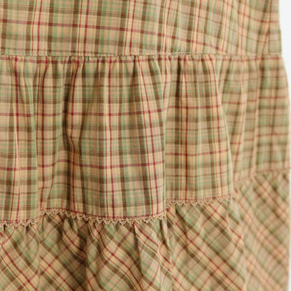 【美品】ピンクハウス★可愛いシルエット♪ パフスリーブチュニックワンピース オリチェ柄 ブラウン系 ＊z19601
