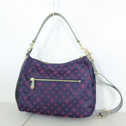 【美品】ラシット ★斜め掛けok! 2WAYショルダーバッグ ネイビー×ピンク系　＊ba186